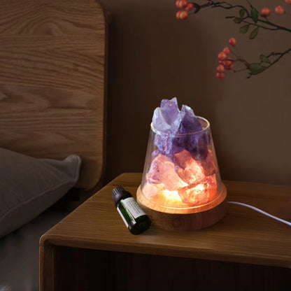 C2 Natural Himalayan Salt Table Lamp Night Light Natural Raw Stones Crystal Essential Oil Diffuser Light Gift Decor Novelty Lamp