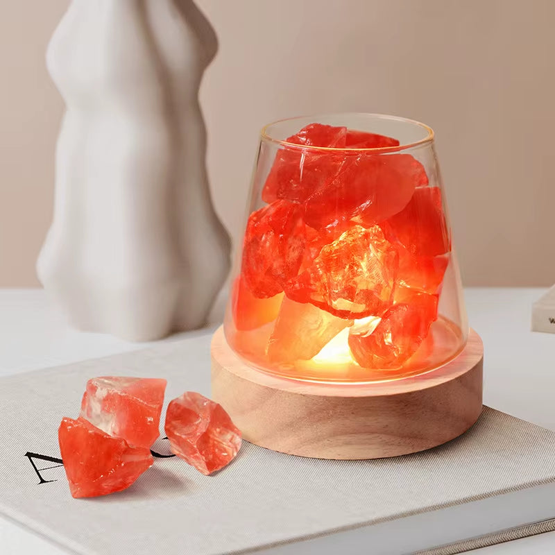 C2 Natural Himalayan Salt Table Lamp Night Light Natural Raw Stones Crystal Essential Oil Diffuser Light Gift Decor Novelty Lamp