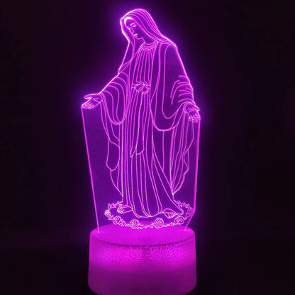 3D Night Light Jesus Illusion Lamp 7 Colors Changing LED Nightlight Christian Decorative Table Lamp Christian Prayer Lamp