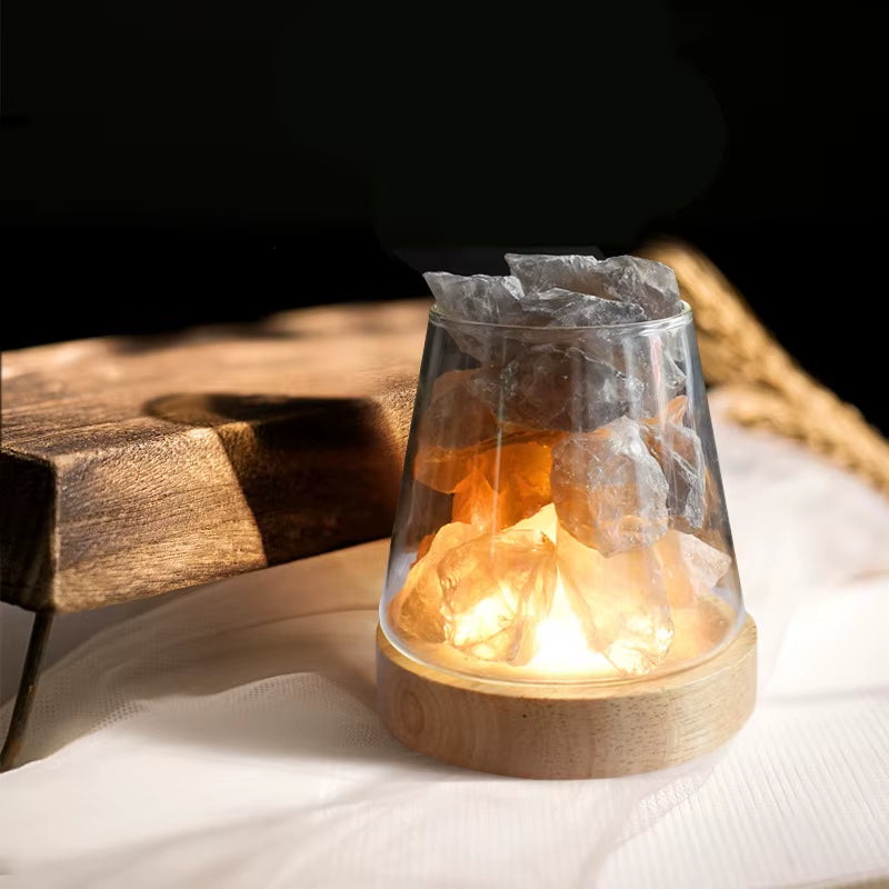 C2 Natural Himalayan Salt Table Lamp Night Light Natural Raw Stones Crystal Essential Oil Diffuser Light Gift Decor Novelty Lamp