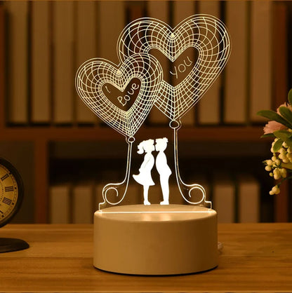 Romantic Love 3D Acrylic Led Lamp for Home Children'S Night Light Table Lamp Birthday Party Decor Valentine'S Day Bedside Lamp